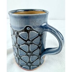 Vintage Studio Pottery Blue Art Mug Lotus Mark Handmade Ceramic Cup 5"
